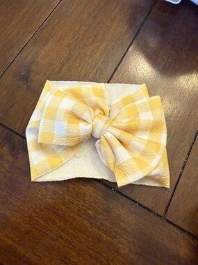 Yellow Gingham Bow Headband for Kids